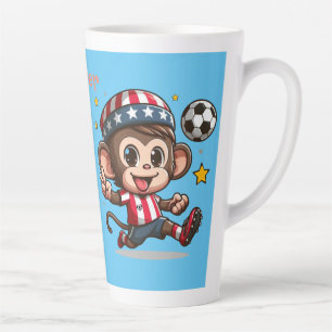 Tasse Latte Joueur de football singe heureux mignon