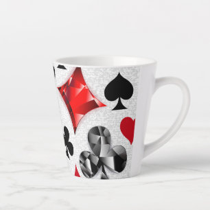 Tasse Latte Joueur de poker Joueur de cartes de jouer costumes