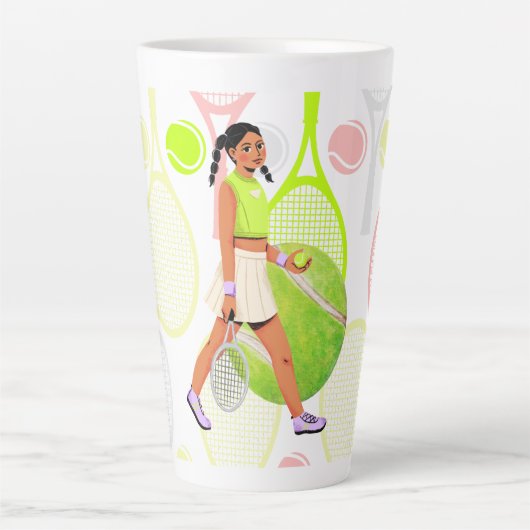Tasse Latte Joueur de tennis (Devant)