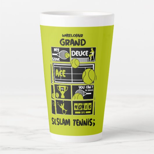 Tasse Latte Joueurs De Tennis En Fauteuil Roulant (Devant)