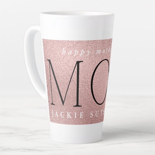 Tasse Latte Jour des mères rose joyeux CHIC (Angle gauche)