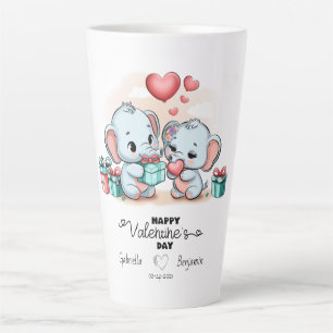 Tasse Latte Jour des Valentines du Coeur de l'Eléphant Cartoon