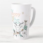 Tasse Latte Joy Joy Joy Happy Joy Animaux de Noël (Angle droit)