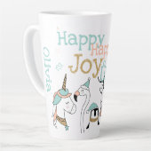 Tasse Latte Joy Joy Joy Happy Joy Animaux de Noël (Angle gauche)