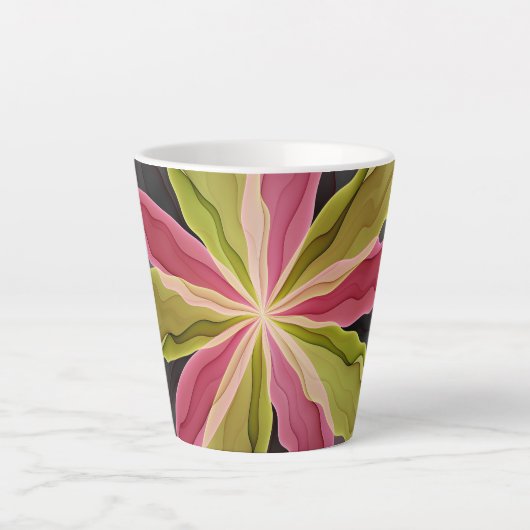 Tasse Latte Joy, Vert rose Anthracite Imaginaire Fleur Fractal (Devant)