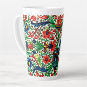 Tasse Latte Joyaux Tons Médiéval Fleurs Manuscrits Scrolls (Angle gauche)