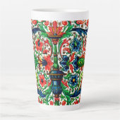 Tasse Latte Joyaux Tons Médiéval Fleurs Manuscrits Scrolls (Devant)