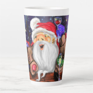 Tasse Latte Joyeuse fête de Noël Père Noël et Reindeers - Salu