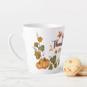Tasse Latte Joyeuse fête de Thanksgiving Création Automnale Fe