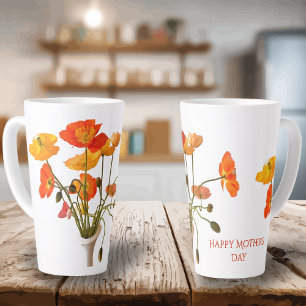 Tasse Latte Joyeuse fête des mères Bright Poppy Photo Cadeau G