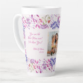 Tasse Latte Joyeuse fête des mères mignonne aquarelle florale  (Angle gauche)