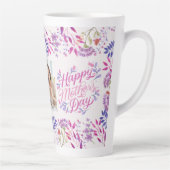 Tasse Latte Joyeuse fête des mères mignonne aquarelle florale  (Droite)