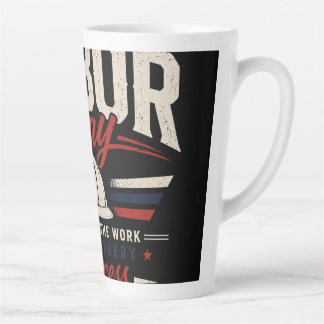 Tasse Latte Joyeuse Fête du Travail Typographie Vintage Hommag