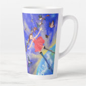 Tasse Latte Joyeuse fille aux oiseaux - Happines - (Droite)