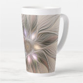 Tasse Latte Joyeuse Fleur Abstrait Beige Brown Floral Fractal (Angle droit)