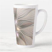 Tasse Latte Joyeuse Fleur Abstrait Beige Brown Floral Fractal (Droite)