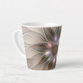 Tasse Latte Joyeuse Fleur Abstrait Beige Brown Floral Fractal (Angle gauche)