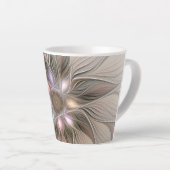 Tasse Latte Joyeuse Fleur Abstrait Beige Brown Floral Fractal (Angle droit)