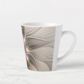 Tasse Latte Joyeuse Fleur Abstrait Beige Brown Floral Fractal (Droite)