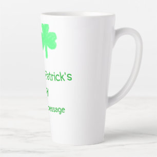 Tasse Latte Joyeuse Saint-Patrick verte feuille de trèfle ajou