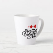 Tasse Latte Joyeuse Saint-Valentin calligraphie Cœurs Rouges F (Angle droit)