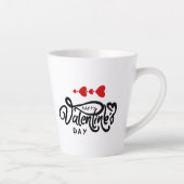 Tasse Latte Joyeuse Saint-Valentin calligraphie Cœurs Rouges F (Droite)