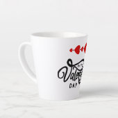 Tasse Latte Joyeuse Saint-Valentin calligraphie Cœurs Rouges F (Angle gauche)