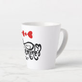 Tasse Latte Joyeuse Saint-Valentin calligraphie Cœurs Rouges F (Angle droit)