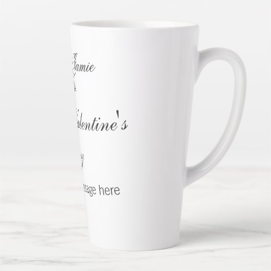 Tasse Latte Joyeuse Saint-Valentin nom date message simple ele (Droite)