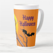 Tasse Latte Joyeuses chauves-souris d'Halloween et la lune (Angle droit)