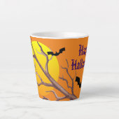 Tasse Latte Joyeuses chauves-souris d'Halloween et latte de lu (Devant)