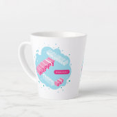 Tasse Latte Joyeuses fêtes, bleues et roses (Angle gauche)