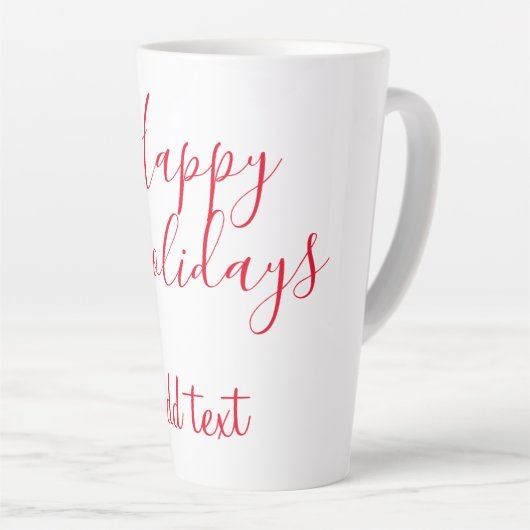 Tasse Latte Joyeuses fêtes Noël calligraphie rouge simple mi (Angle droit)
