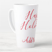 Tasse Latte Joyeuses fêtes Noël calligraphie rouge simple mi (Angle gauche)