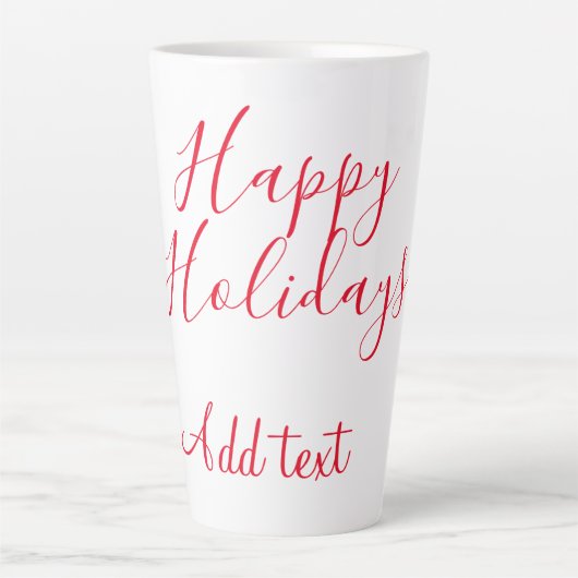 Tasse Latte Joyeuses fêtes Noël calligraphie rouge simple mi (Devant)