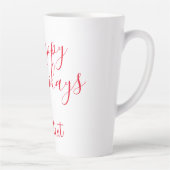 Tasse Latte Joyeuses fêtes Noël calligraphie rouge simple mi (Droite)