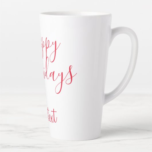 Tasse Latte Joyeuses fêtes Noël calligraphie rouge simple mi (Droite)