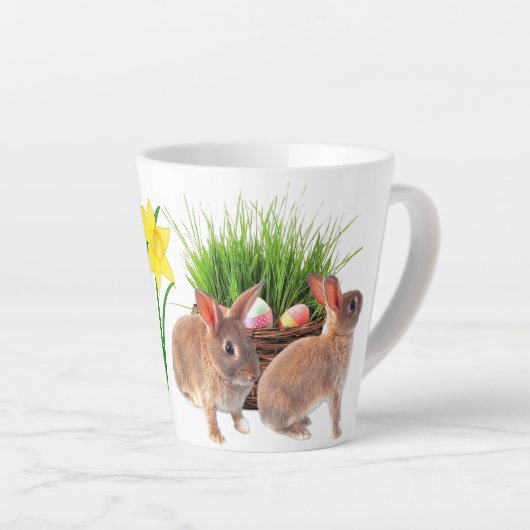 Tasse Latte Joyeuses Pâques Lapin Vacances Saisonnier  (Angle droit)