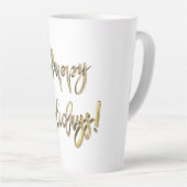 Tasse Latte Joyeuses Vacances Diamants Blancs Gold Script Chic (Angle droit)