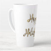 Tasse Latte Joyeuses Vacances Diamants Blancs Gold Script Chic (Angle gauche)