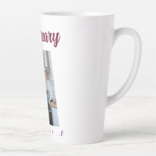 Tasse Latte Joyeux 10e anniversaire photo mariage nom du coupl