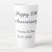 Tasse Latte Joyeux 10e anniversaire simple nom de mariage mini (Devant)