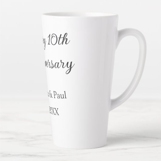 Tasse Latte Joyeux 10e anniversaire simple nom de mariage mini (Droite)