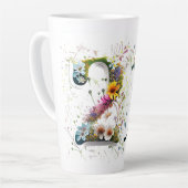 Tasse Latte Joyeux 21e anniversaire Fleurs sauvages Joyeux ann (Angle gauche)