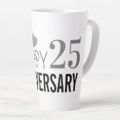 Tasse Latte Joyeux 25 Anniversaire du Mariage d'argent (Angle droit)
