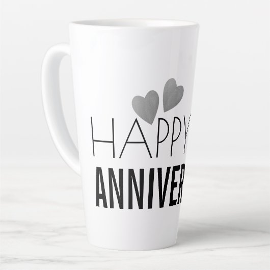 Tasse Latte Joyeux 25 Anniversaire du Mariage d'argent (Angle gauche)
