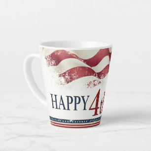 Tasse Latte Joyeux 4 juillet - Drapeau américain design vintag