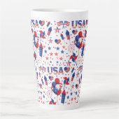 Tasse Latte Joyeux 4 juillet Red Blue Cute Party (Devant)