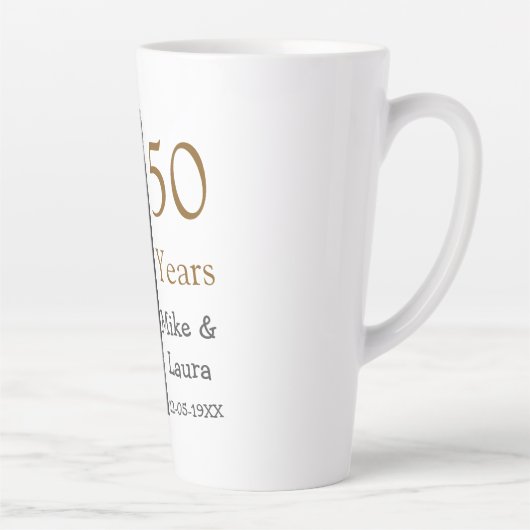 Tasse Latte Joyeux 50e anniversaire ajouter nom du couple date (Droite)