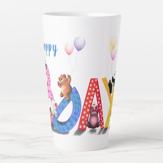 Tasse Latte Joyeux Anniversaire - Fête des ours de bébé  (Devant)